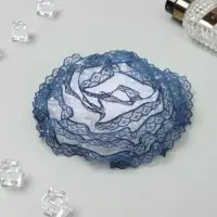 Бант для волос на резинке &laquo;Школьница&raquo;, волна кружева контраст горох, d=15 см, сине-белый