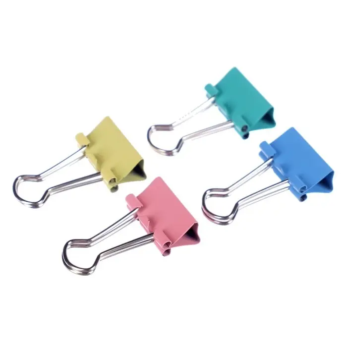 Зажимы для бумаг 19 мм, 12 штук, deVENTE, металлические, МИКС х 4 цвета, картонная коробка