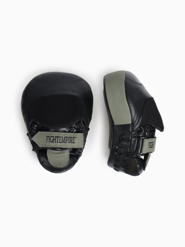 Лапы боксёрские изогнутые FIGHT EMPIRE, GEL-TECH, ПУ, чёрно-зелёные, пара