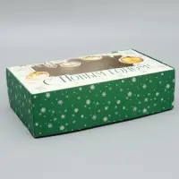 Коробка для эклеров с вкладышами &laquo;С Новым годом!&raquo;, ветки, 25&times;15&times;7 см
