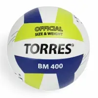 Мяч волейбольный TORRES BM400, V42315, р. 5 (ТПУ, бутиловая камера, клееный)