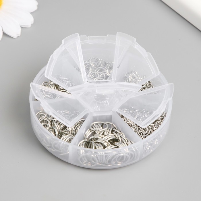 Кольца зажимные металл в шкатулке Кольца зажимные металл в шкатулке "Хром" 880 шт 8х8х2 см