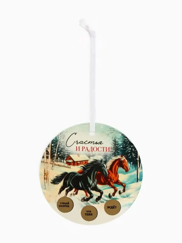 Новогоднее украшение на ёлку с предсказанием «Лошади», диам. 13.4 см