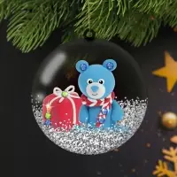Елочный шар &laquo;Новый год! Медвежонок&raquo; с массой для лепки, набор для творчества