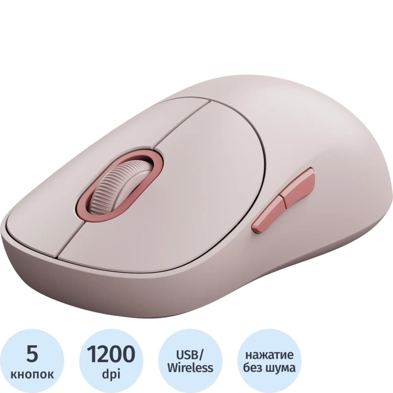 Мышь компьютерная Xiaomi BHR8911GL Wireless Mouse 3 беспроводная розовая GL