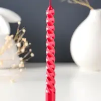 Набор свечей витых, 1.5&times;15 см, 3 шт., рубиновые