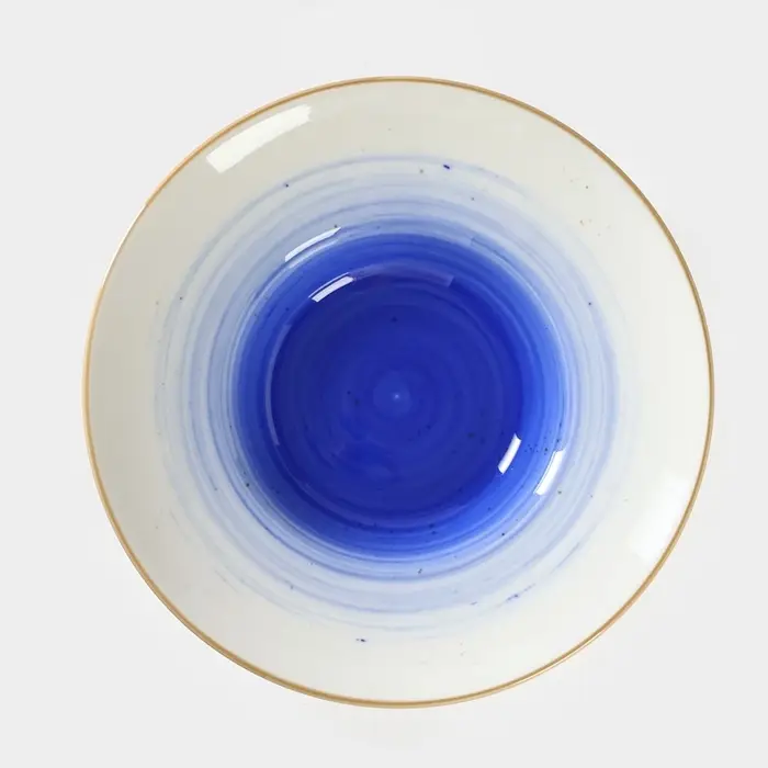 Тарелка для пасты Доляна &laquo;Космос&raquo;, 150 мл, d=21 см, фарфор, белая, синяя