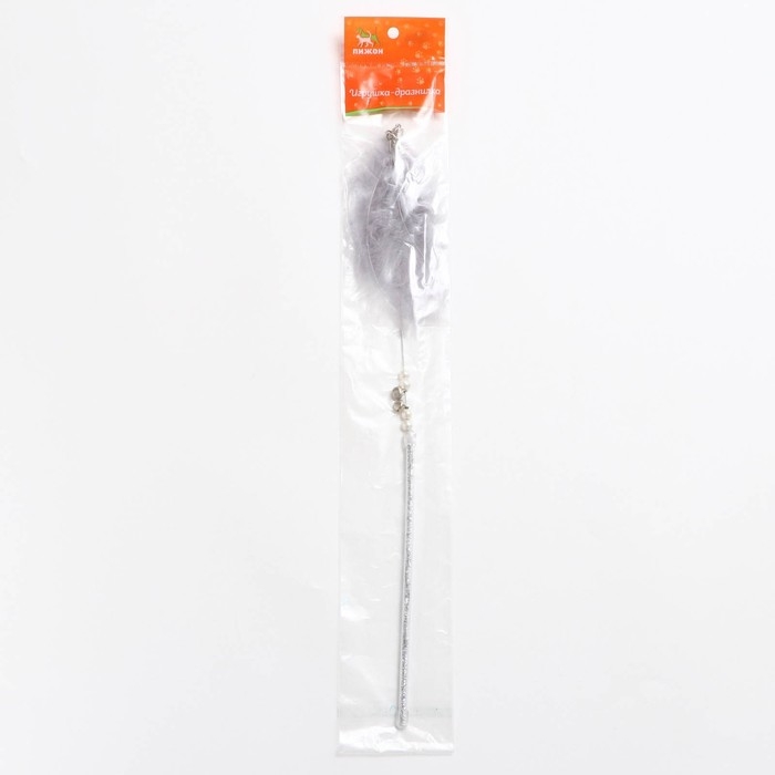 Дразнилка  Дразнилка "Мягкое воспоминание" с перьями и бубенчиками, 60 см