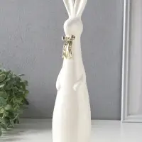 Сувенир керамика "Белый заяц с золотым бантом" 7,8х6,3х30,8 см