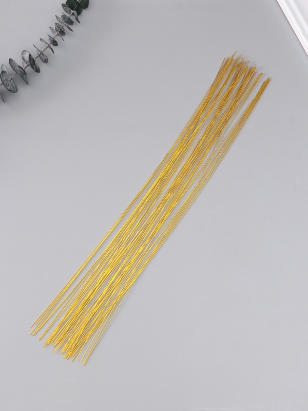 Проволока для изготовления искусственных цветов Проволока для изготовления искусственных цветов "Золотая" длина 40 см сечение 0,7 мм набор 50 шт 1