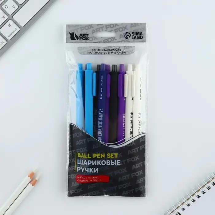 Ручка прикол шариковая синяя паста автоматическая 0,7 мм МИКС надписей «Приколы», пластик