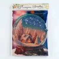 Алмазная мозаика на новый год с частичным заполнением для детей &laquo;Снежный шар&raquo;, 20&times;25 см, набор для творчества
