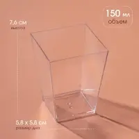 Форма пластиковая одноразовая для фуршета «Квадрат», 150 мл, прозрачная