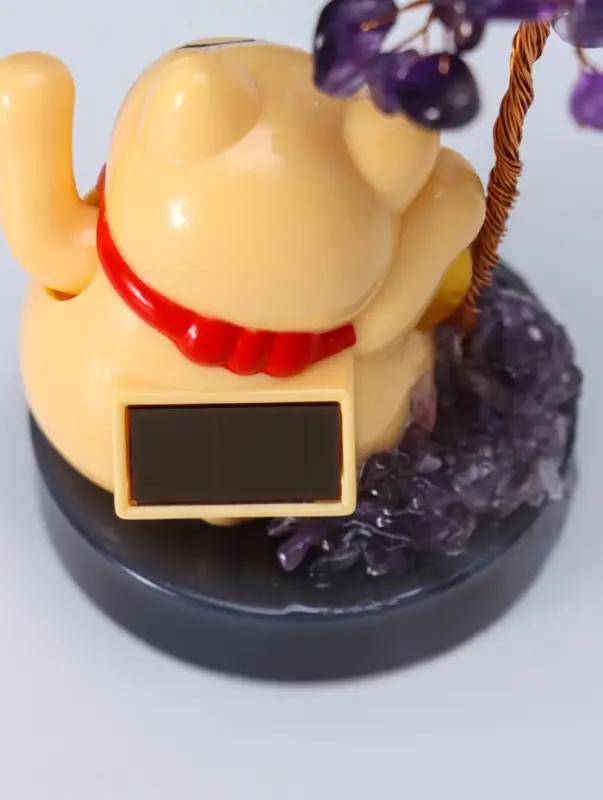 Маятник пластик "Жёлтый Манэки-нэко у дерева" 36 камней 5,5х5,5х11 см