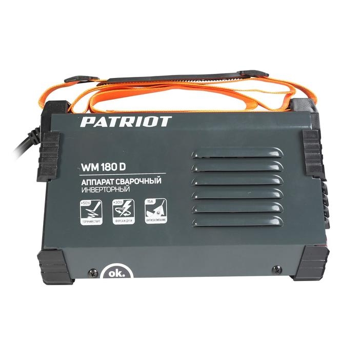 Аппарат сварочный инверторный Patriot WM180D, 220 В, 7.8 кВт, 20-180 А, электроды 1.6-4 мм Аппарат сварочный инверторный Patriot WM180D, 220 В, 7.8 кВт, 20-180 А, электроды 1.6-4 мм