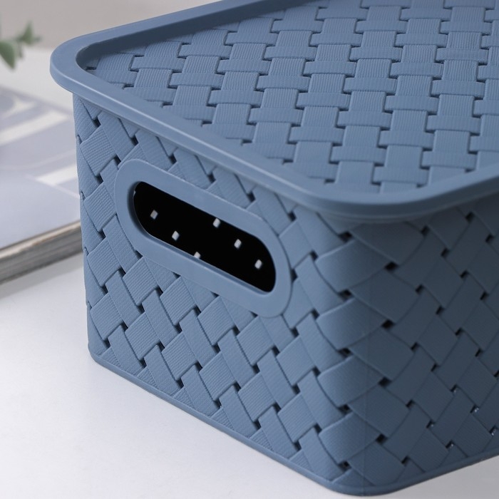 Корзина для хранения с крышкой Виолет «Береста», 3 л, 23,5×17,3×10,5 см, цвет синий Корзина для хранения с крышкой Виолет «Береста», 3 л, 23,5×17,3×10,5 см, цвет синий