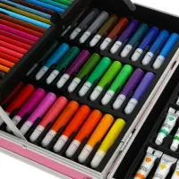 Набор для рисования: 122 предмета, складной, в чемоданчике розовый