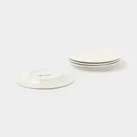 Тарелки десертные Доляна White Label, набор 4 шт., d=15 см, утолщенный край, фарфор, белые