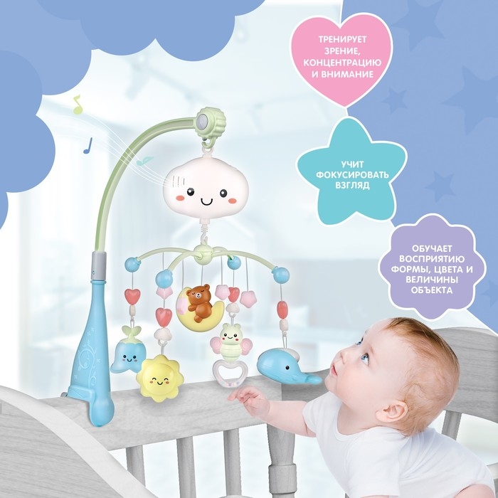 Мобиль музыкальный «Волшебные сны», звук, свет, цвет голубой Мобиль музыкальный «Волшебные сны», звук, свет, цвет голубой