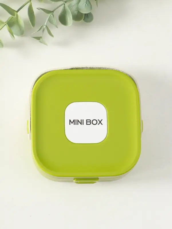 Шкатулка пластик для украшений с зеркалом, с ручкой 3 ячейки, 3 полосы, зелёны 9х9х3,8 см