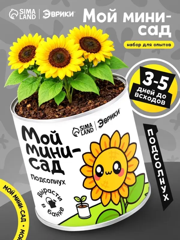 Набор для опытов ЭВРИКИ &laquo;Мой мини-сад&raquo;, подсолнух
