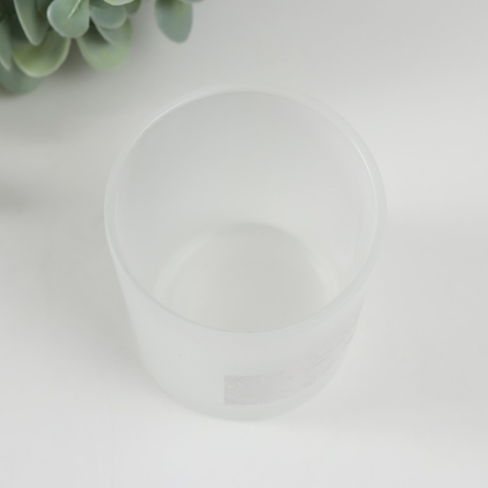 Банка для свечей стекло Банка для свечей стекло "Новый день - новый шанс" 220 мл белая, матовая 7х7х8,4 см