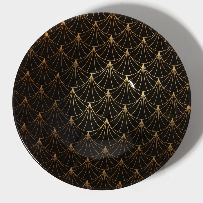 Набор тарелок стеклянных Доляна «Золотое перо», 19 предметов: 6 десертных тарелок, 6 обеденных тарелок, 6 мисок, салатник Набор тарелок стеклянных Доляна «Золотое перо», 19 предметов: 6 десертных тарелок, 6 обеденных тарелок, 6 мисок, салатник