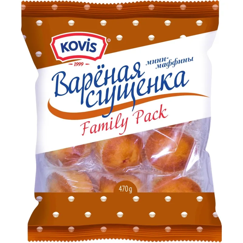Кекс Мини-маффины Kovis с кремом вареная сгущенка, 470г