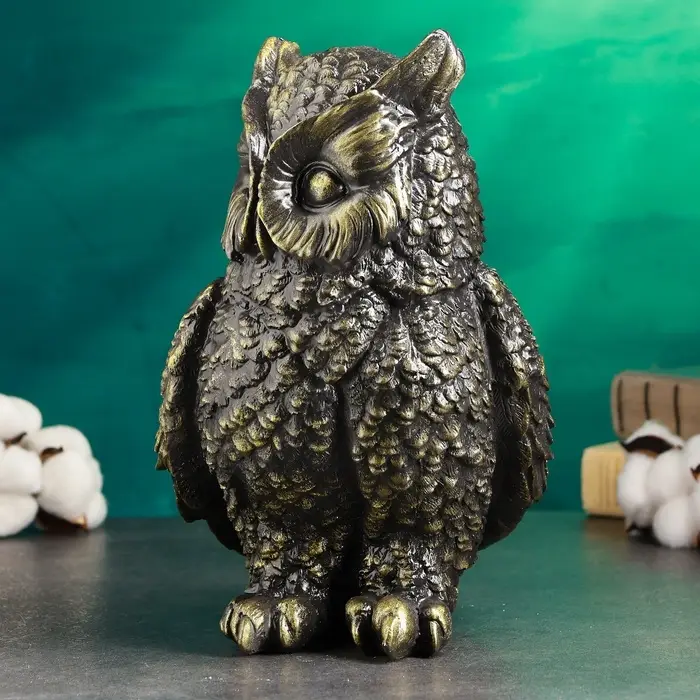 Копилка для денег &laquo;Сова большая&raquo;, гипс, чёрно-золотая, 27 см