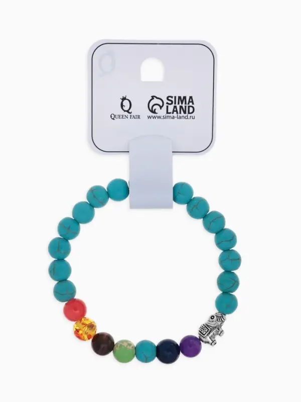 Браслет из бусин &laquo;Ассорти. Бирюза и Планеты&raquo;, d=7, голубой, разноцветный