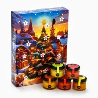 Адвент календарь новогодний с мёдом «С Новым Годом», облепиха, кедровые орешки, малина, цитрус, клубника