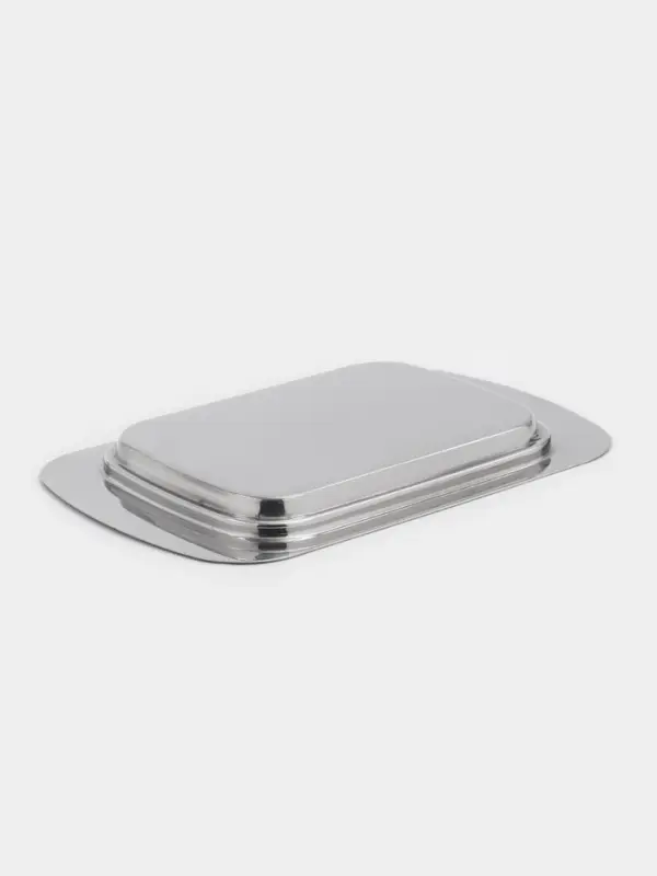 Маслёнка, 18.5&times;12.3&times;8 см, нержавеющая сталь, серебристая