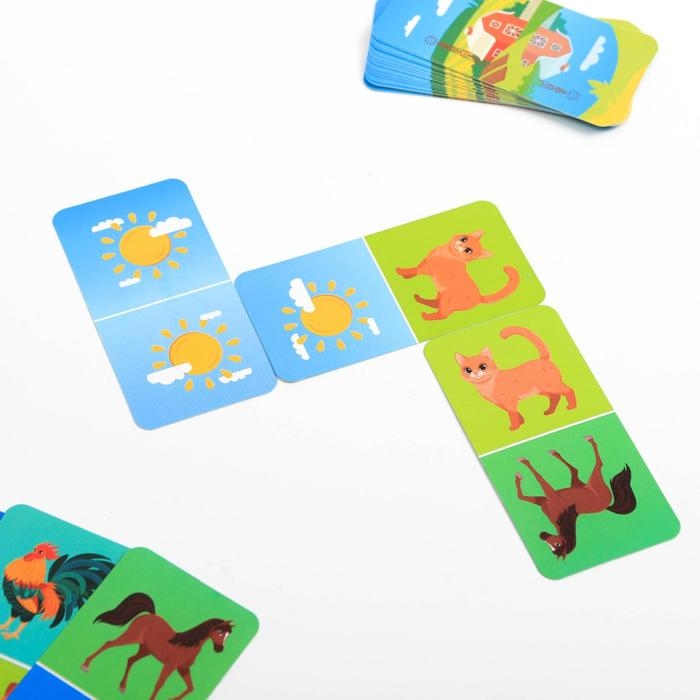 Настольная игра «Домино. Обитатели фермы», 28 карт, 3+ Настольная игра «Домино. Обитатели фермы», 28 карт, 3+