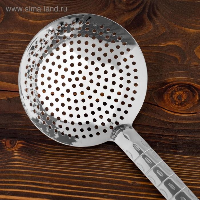 Шумовка для казана узбекская 58см, диаметр 16см, с деревянной ручкой Шумовка для казана узбекская 58см, диаметр 16см, с деревянной ручкой