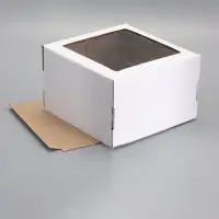 Коробка для торта, кондитерская, белая, с окном 30 х 30 х 19 см Набор 5 шт