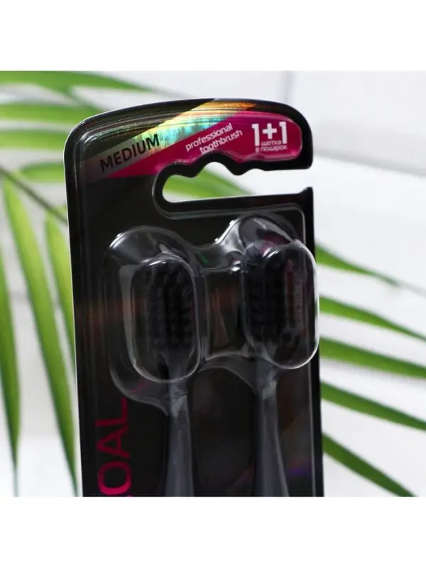 Зубная щётка D.I.E.S Charcoal, средней жёсткости, 1+1 шт., микс