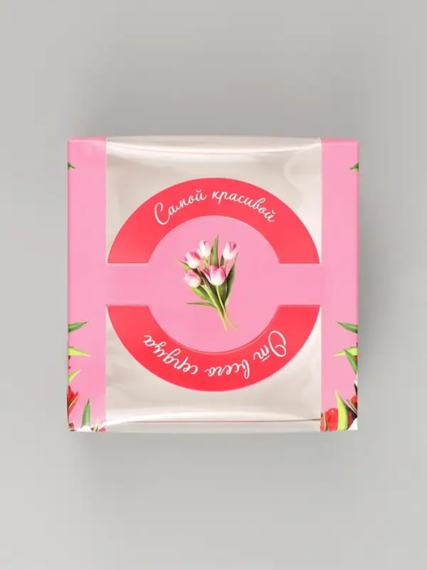 Коробка под бенто - торт с окном &laquo;С 8 марта!&raquo;, 14&times;14&times;8 см