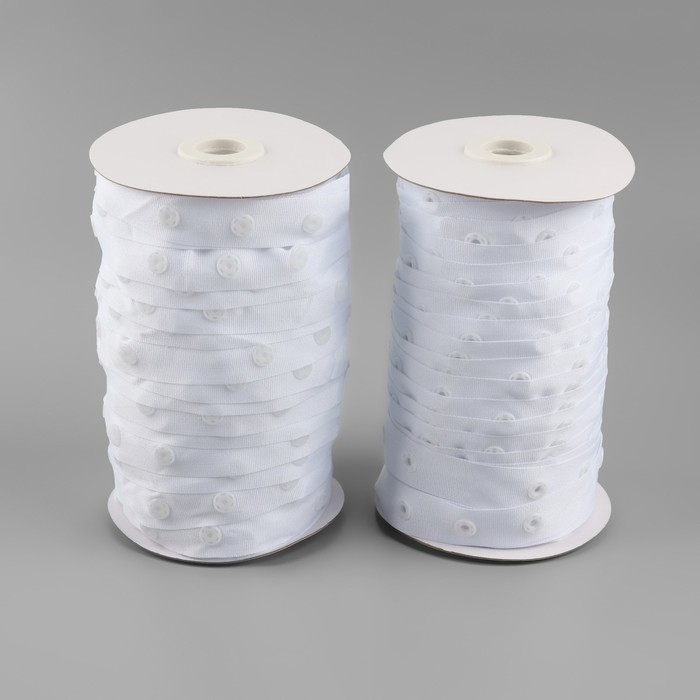 Тесьма с кнопками, 25-25-50 мм, 17 мм × 45 ± 1 м, цвет белый Тесьма с кнопками, 25-25-50 мм, 17 мм × 45 ± 1 м, цвет белый