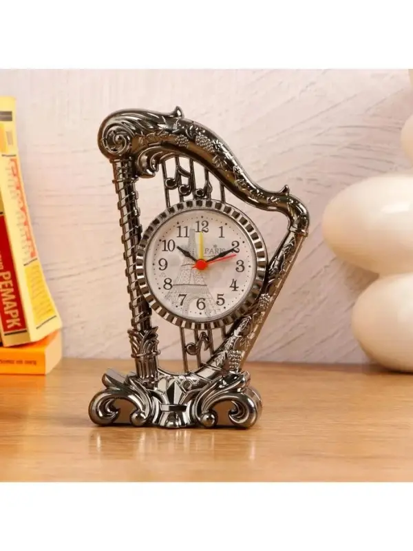 Часы - будильник настольные &laquo;Арфа&raquo;, дискретный ход, циферблат 6.5 см, 19&times;14 см, АА