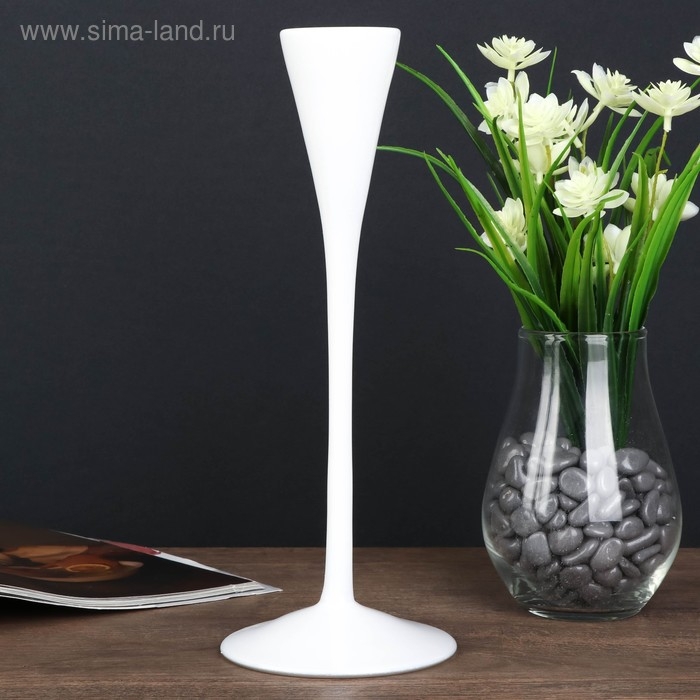 Подсвечник стекло Подсвечник стекло "Узкий бокал" белый набор 2 шт 28,5х10,5х10,5 см