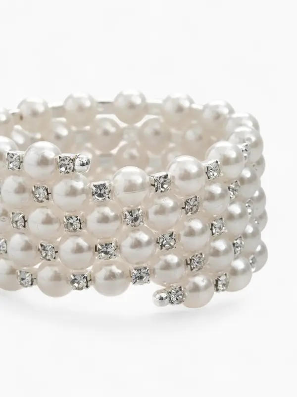 Браслет-пружинка &laquo;Жемчужинка&raquo;, 5 рядов, шахматы, белый, 6 см