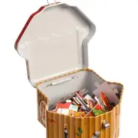 Фигурный пазл в металлической копилке с замочком "Теремок", 40 деталей