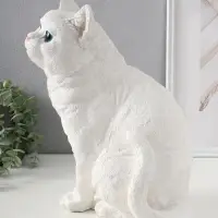 Фигурка (гипс) Кошка Белая окраска. Высота 31,5 см, Ширина 16 см, Длина 24 см.