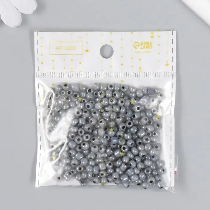 Бисер стекло 6/0  Бисер стекло 6/0 "Цветная серединка. Серый" 30 гр