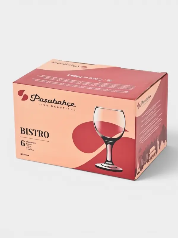 Бокалы для вина Paşabah&ccedil;e Bistro, 175 мл, набор 6 шт., стекло, прозрачные