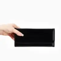 Кошелёк женский на магните, 19.5&times;2.5&times;9 см, лаковый, чёрный