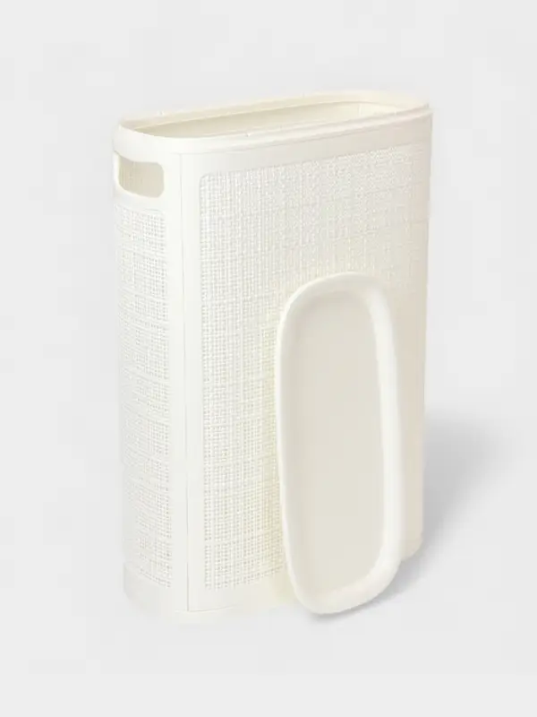 Плетёная корзина для белья с крышкой Плетёная корзина для белья с крышкой "Лён" 45л 43×20×60см, цвет белый