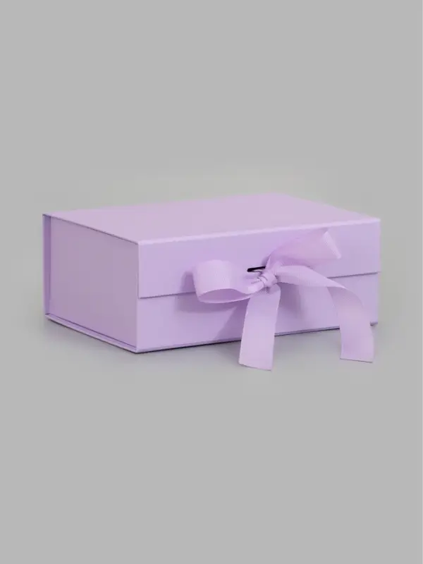 Коробка подарочная на магните с бантом, 22&times;17&times;8.5 см, самосборная, сиреневая