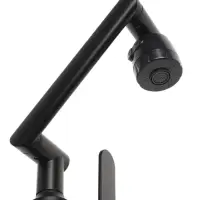 Смеситель для кухни ZEIN Z3705, регулируемый излив высотой 25 см, аэратор 2 режима, черный