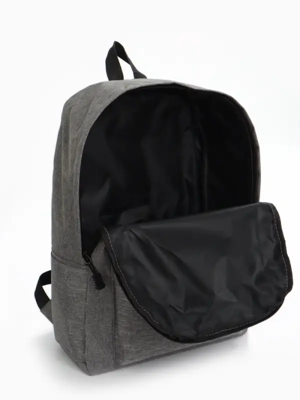 Рюкзак школьный на молнии, с карманами, однотонный, размер 29&times;12&times;39 см, серый